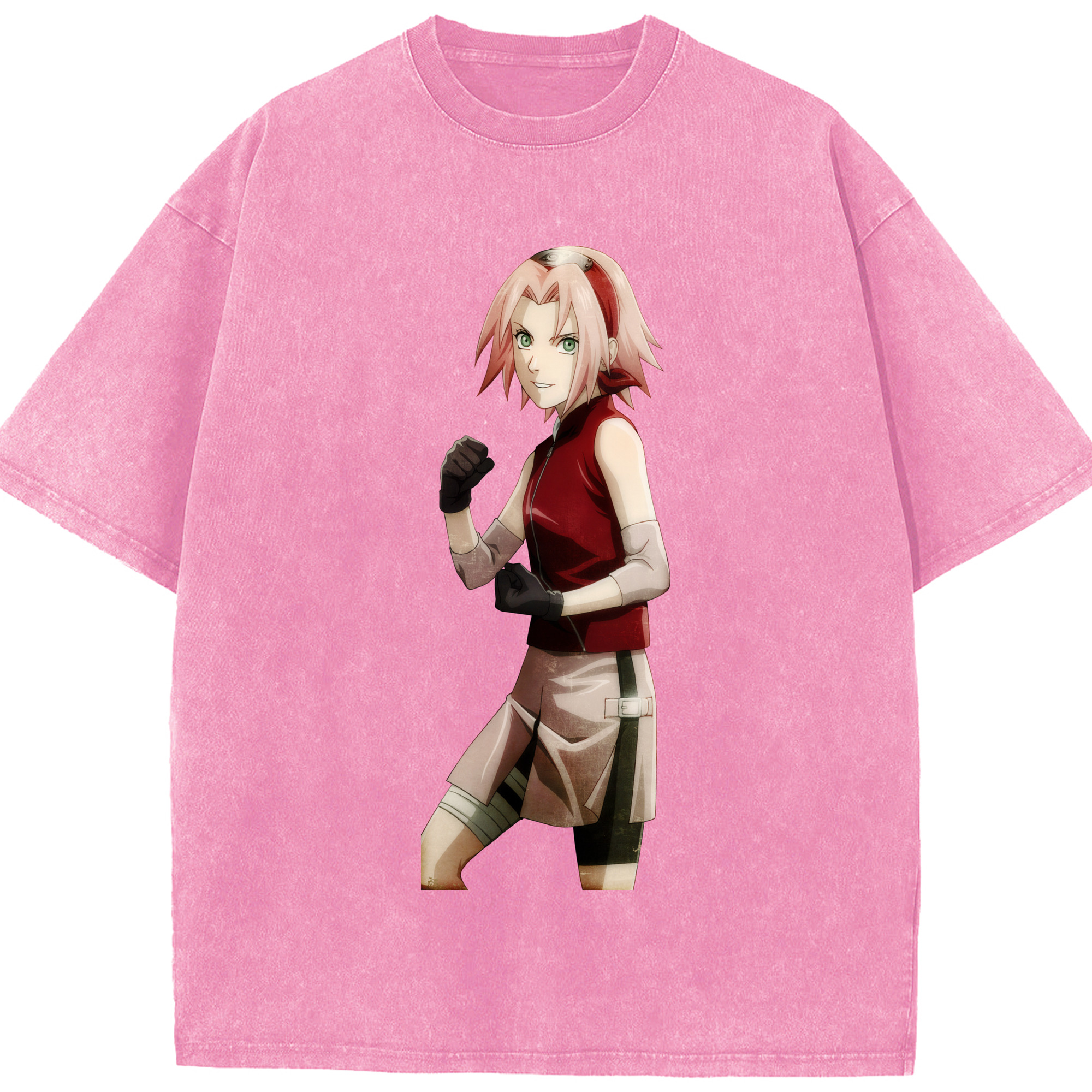 （画像用） NARUTO -ナルト- 春野サクラ Haruno Sakura 綿100% ヴィンテージ風 半袖Tシャツ（フロントプリント）